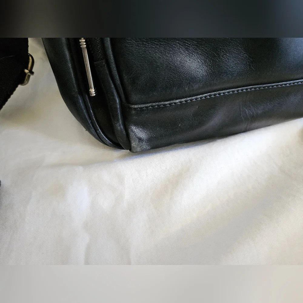 Vintage El Portal Black Leather Briefcase Laptop Messenger Bag